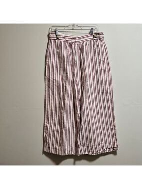 Alex & Parker Striped Linen Blend Wide Leg  Cropped Pants